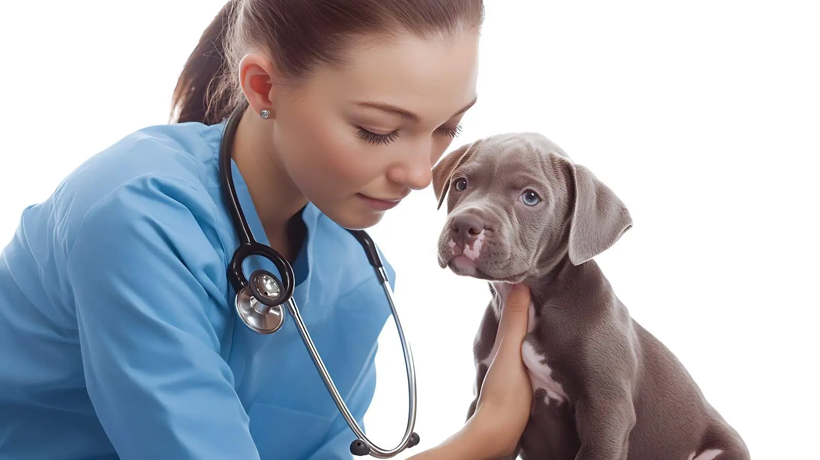 Veterinarian Examines Pit Bull Puppy with Stethoscope – free sound image from Dotvec