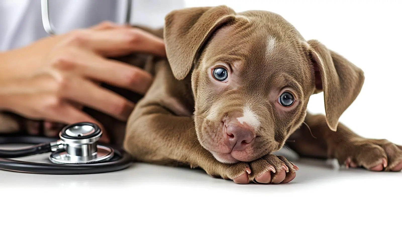 Veterinarian Examines Pit Bull Puppy with Stethoscope — free download from Dotvec