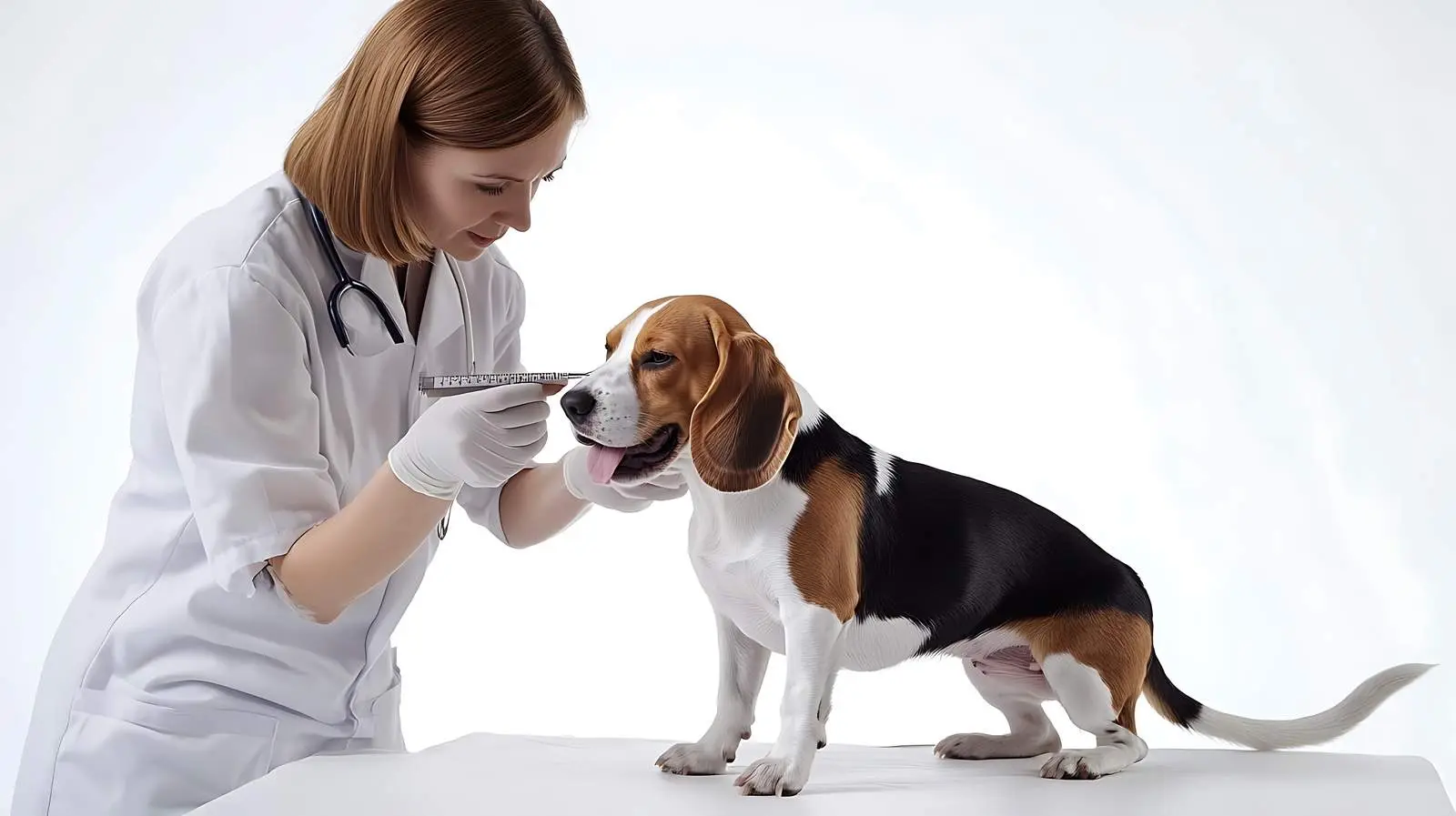Veterinarian Measuring Beagle Dog Body Temperature — free download from Dotvec