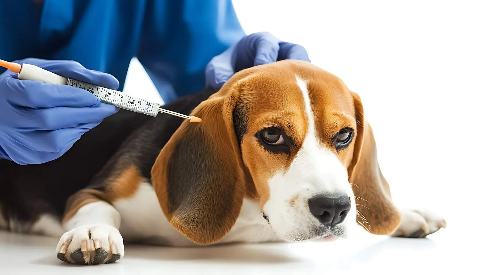 Veterinarian Measuring Beagle Dog's Body Temperature – free medical procedure image from Dotvec