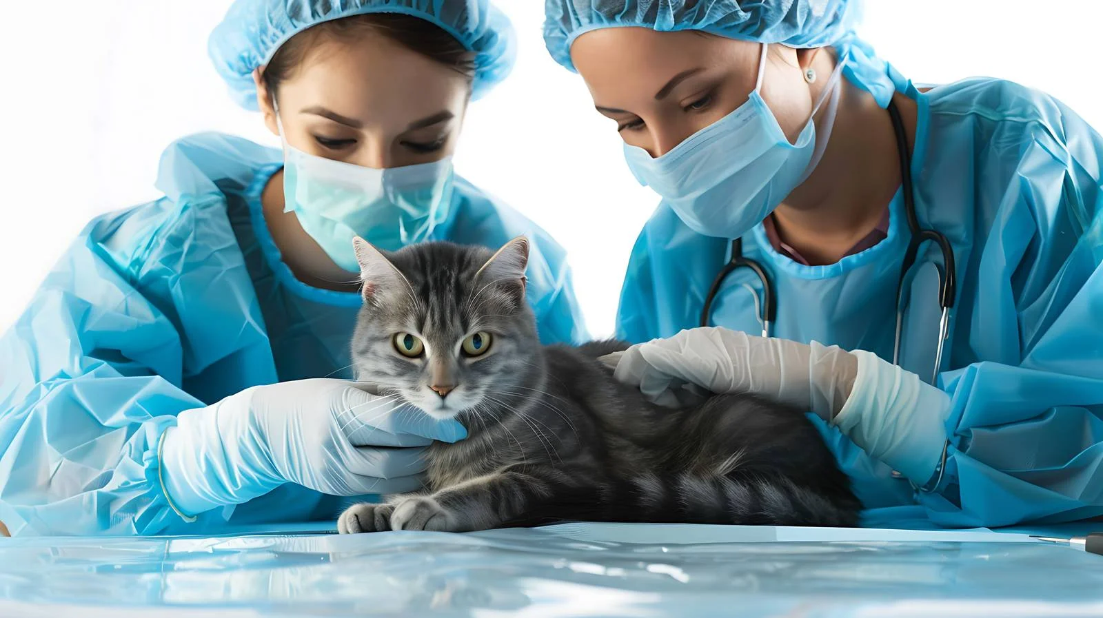 Veterinary Surgery Team Performing Cat Procedure – free surgeons image from Dotvec