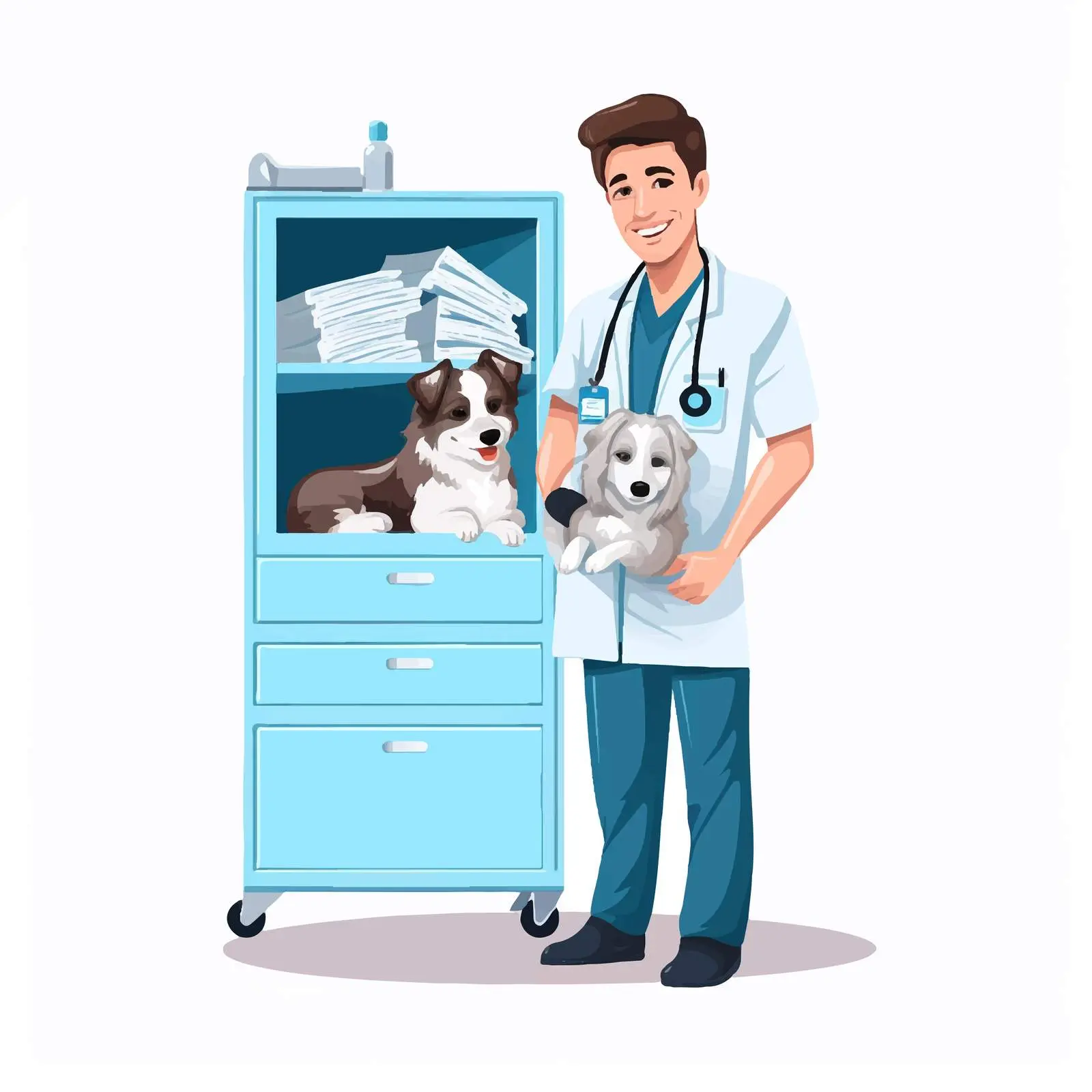 Veterinary Doctor Cartoon Character with Dog — free download from Dotvec
