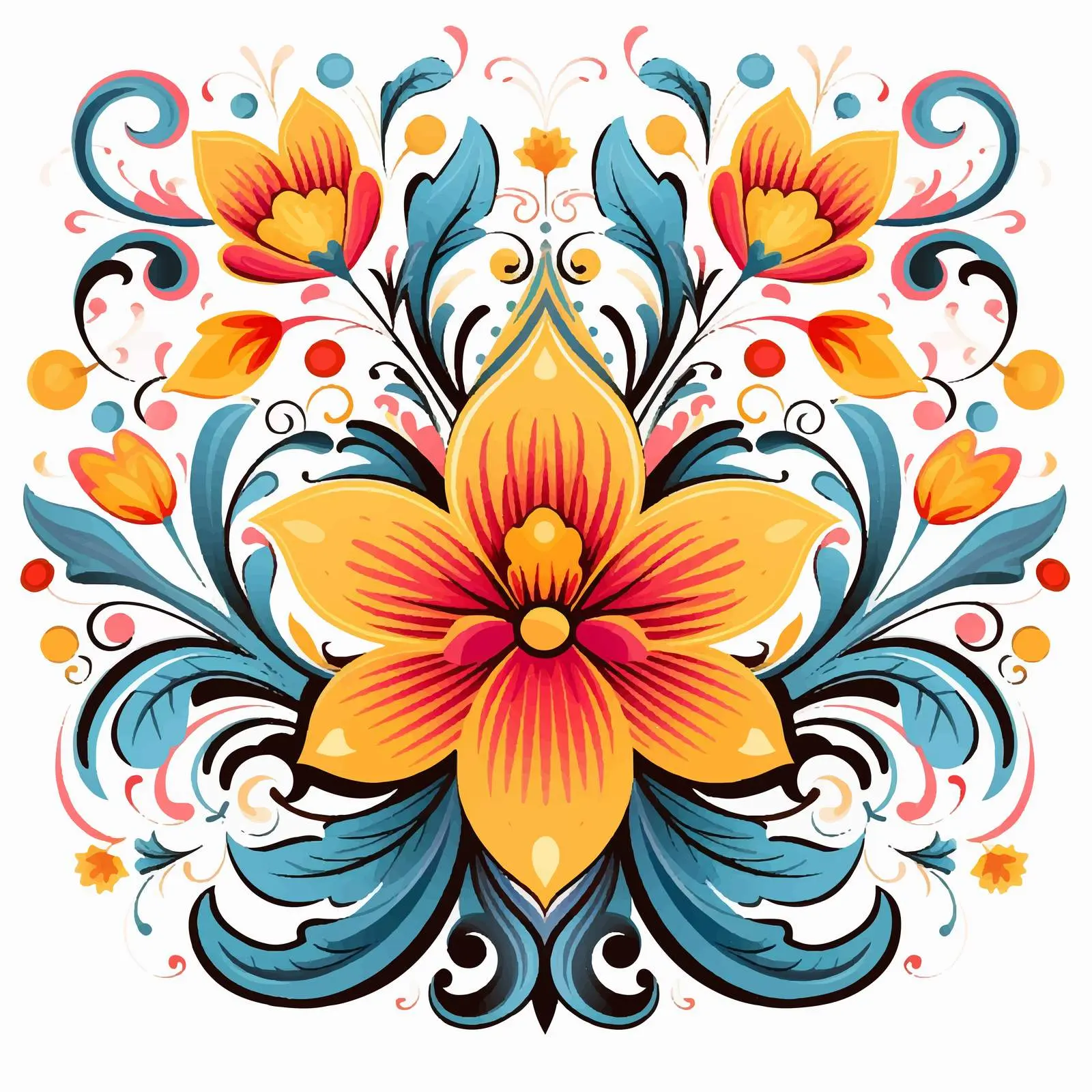 Vibrant Floral Symmetrical Vector Design — free download from Dotvec