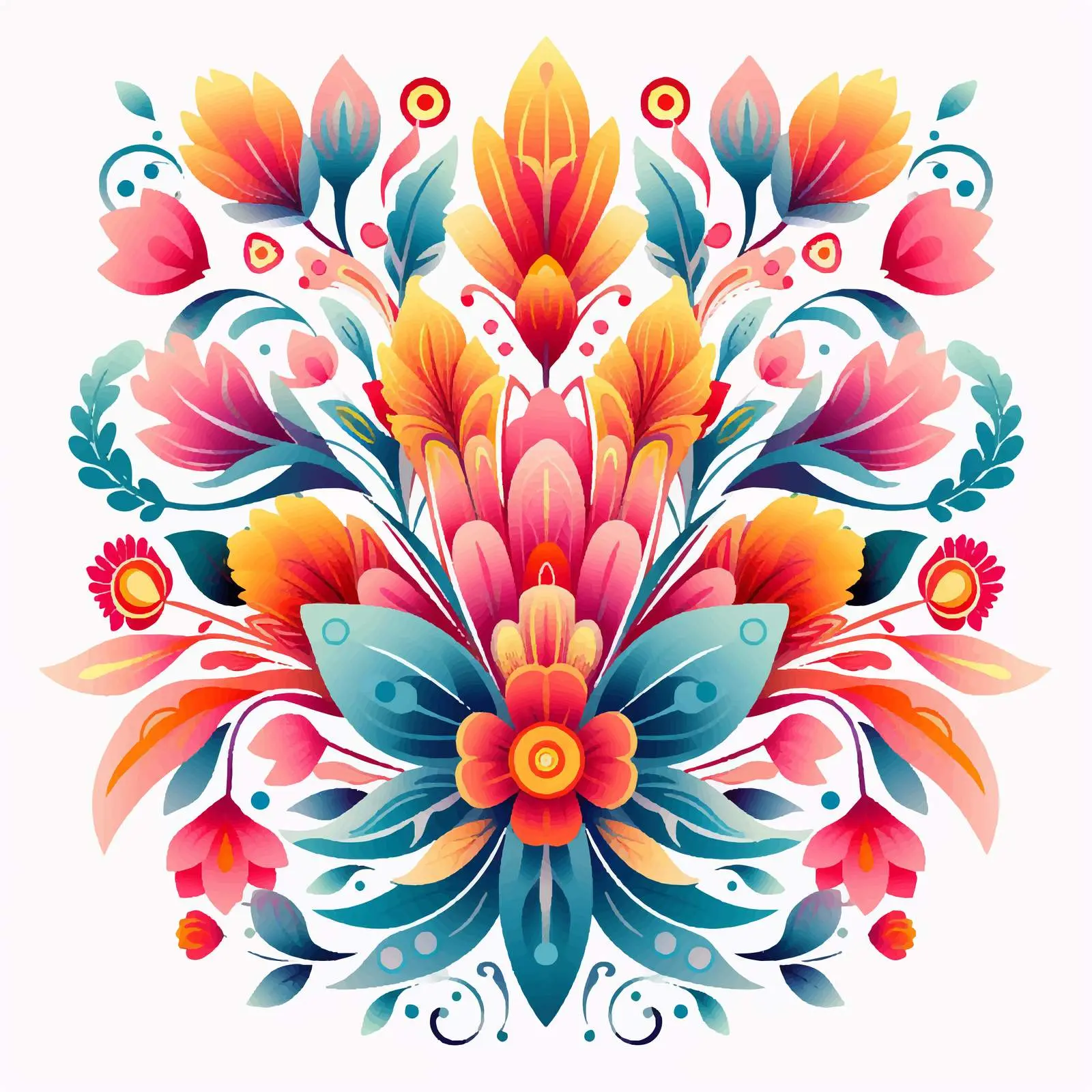 Vibrant Floral Symmetrical Vector Design — free download from Dotvec