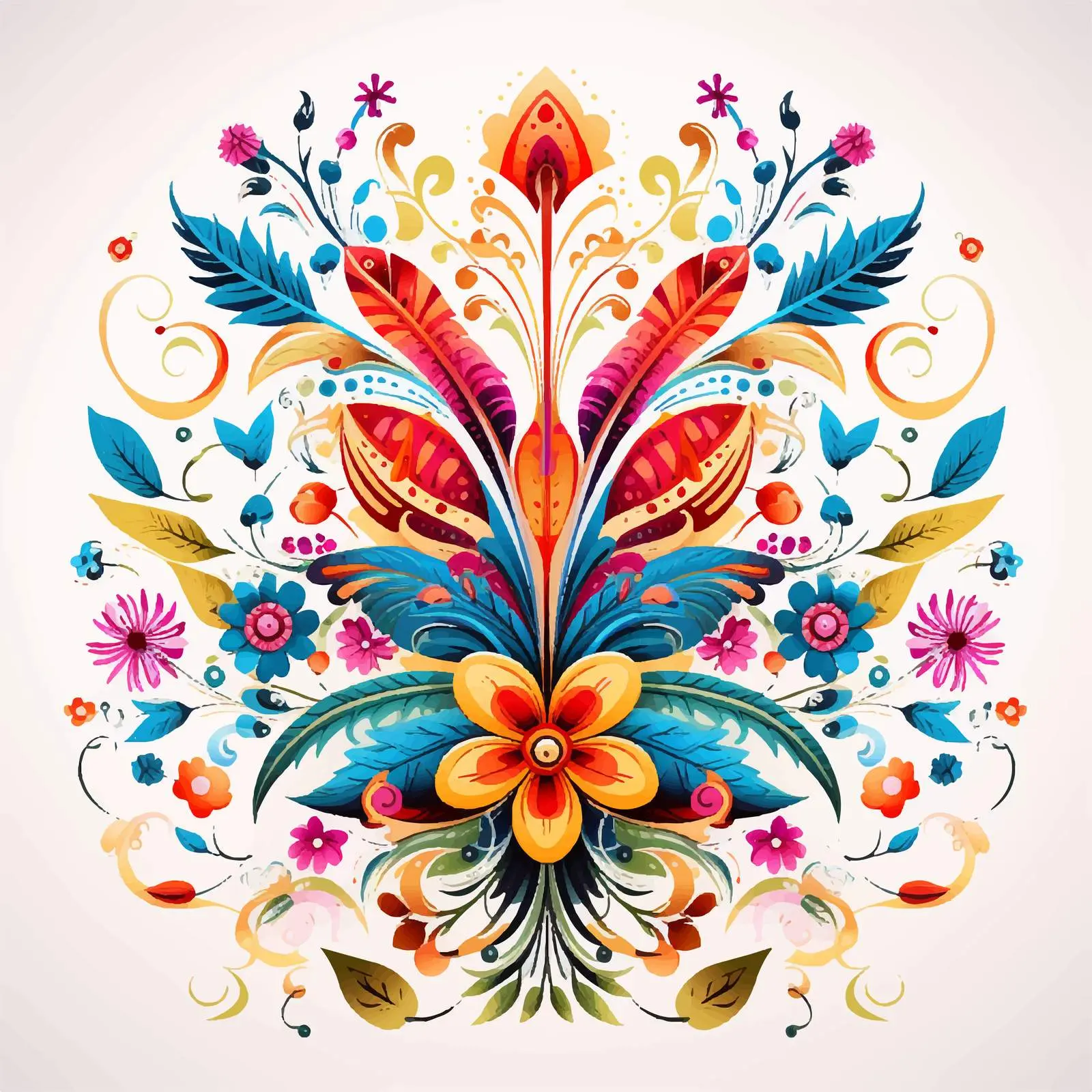 Vibrant Floral Symmetrical Vector Design — free download from Dotvec