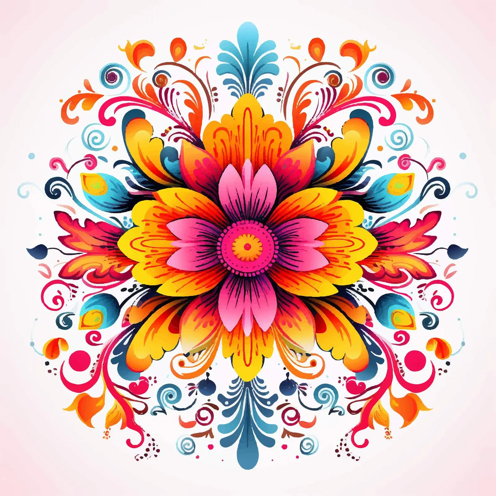 Vibrant Floral Symmetrical Vector Design — free download from Dotvec