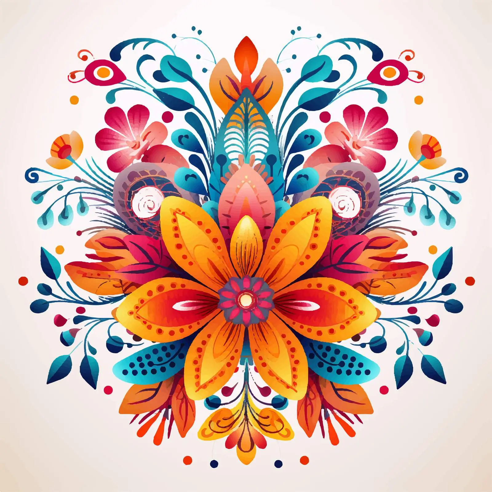 Vibrant Floral Symmetrical Design Vector Art — free download from Dotvec
