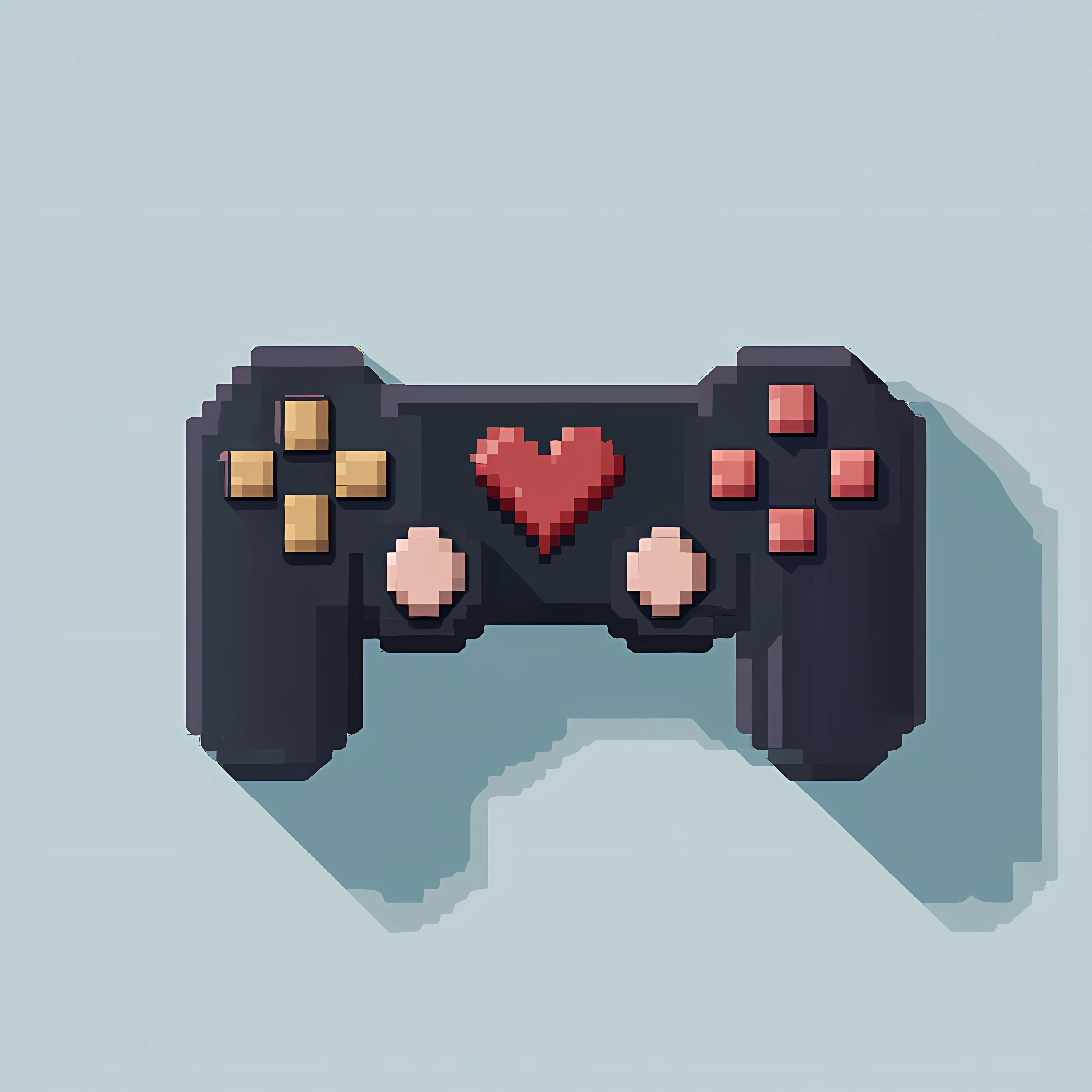 Pixelated Heart Video Game Controller Illustration – free heart icon image from Dotvec
