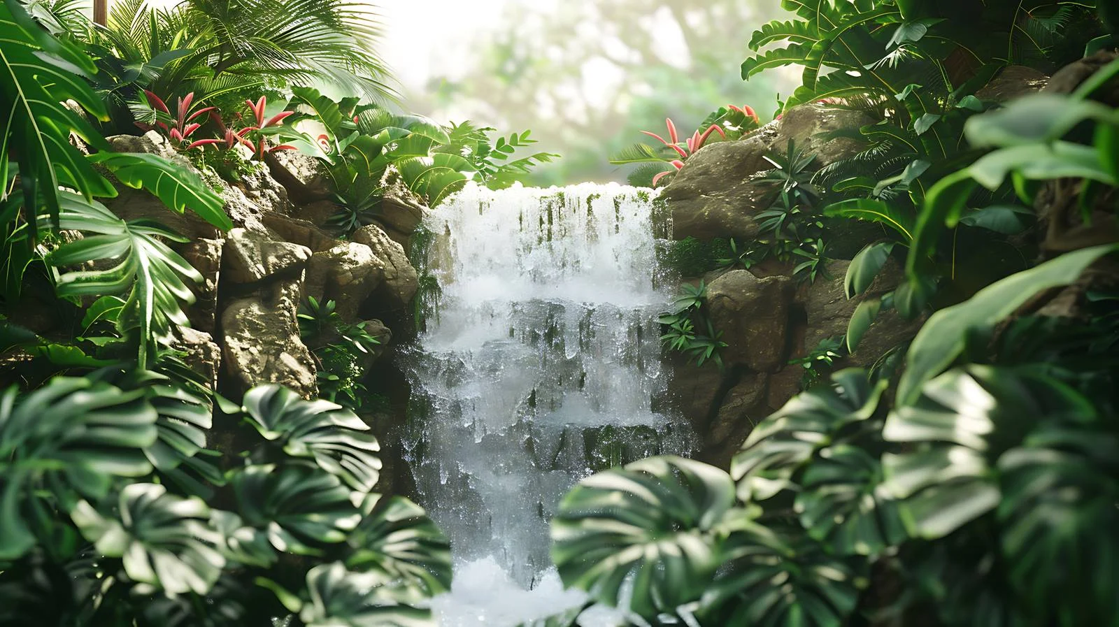 Tranquil Waterfall in Lush Tropical Forest — free download from Dotvec