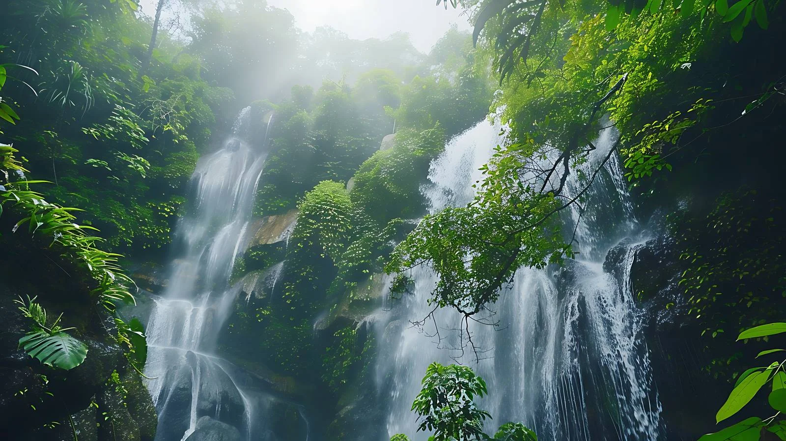 Tranquil tropical waterfall in lush forest — free download from Dotvec