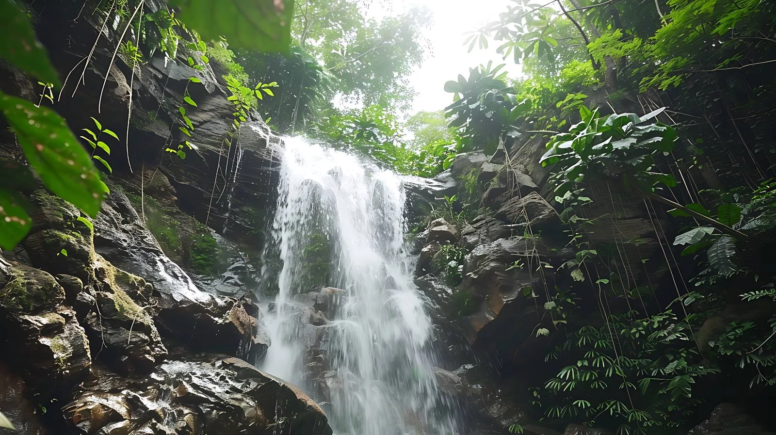 Serene Tropical Waterfall in Lush Green Forest — free download from Dotvec