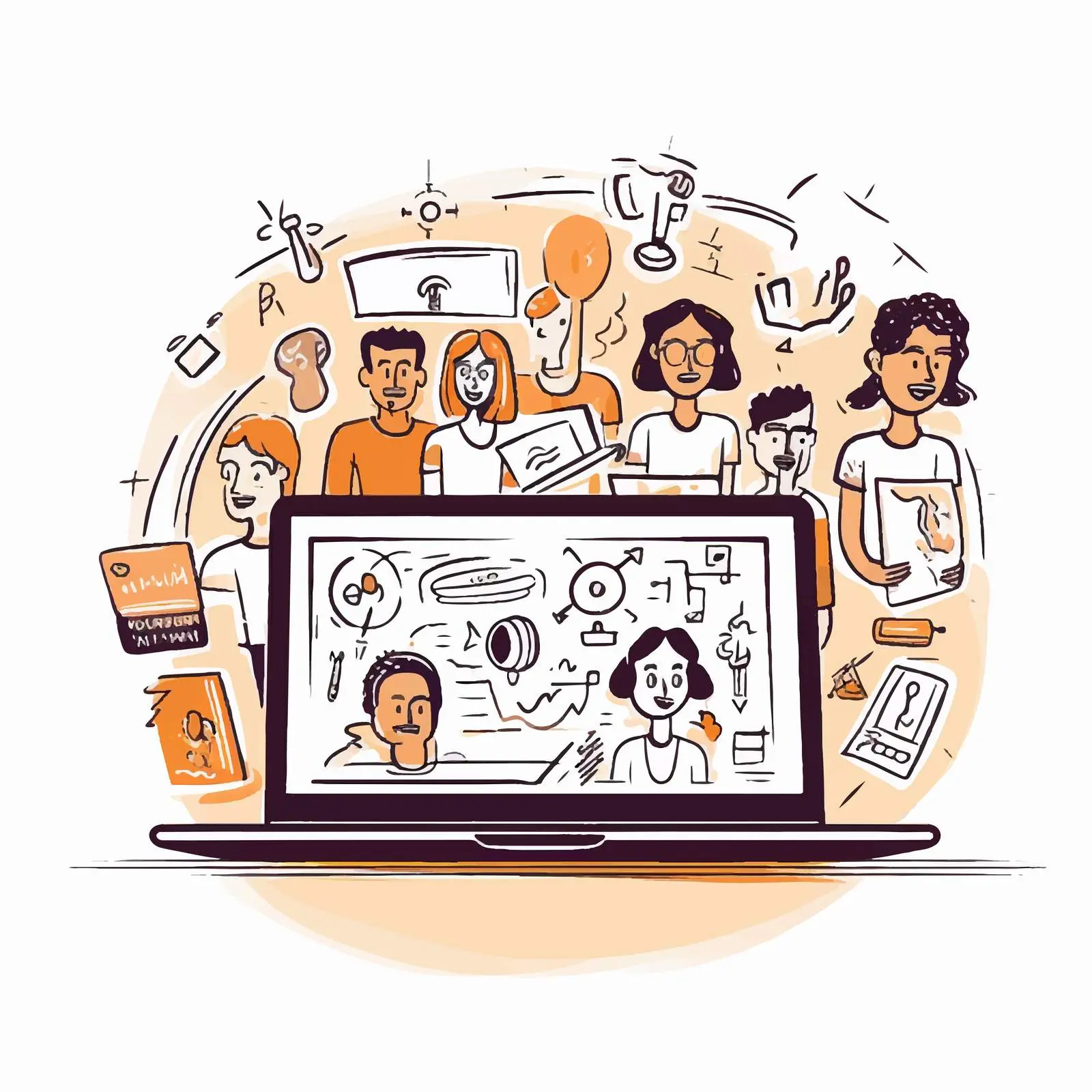 Video Session with Students and Colleagues Vector – free video image from Dotvec