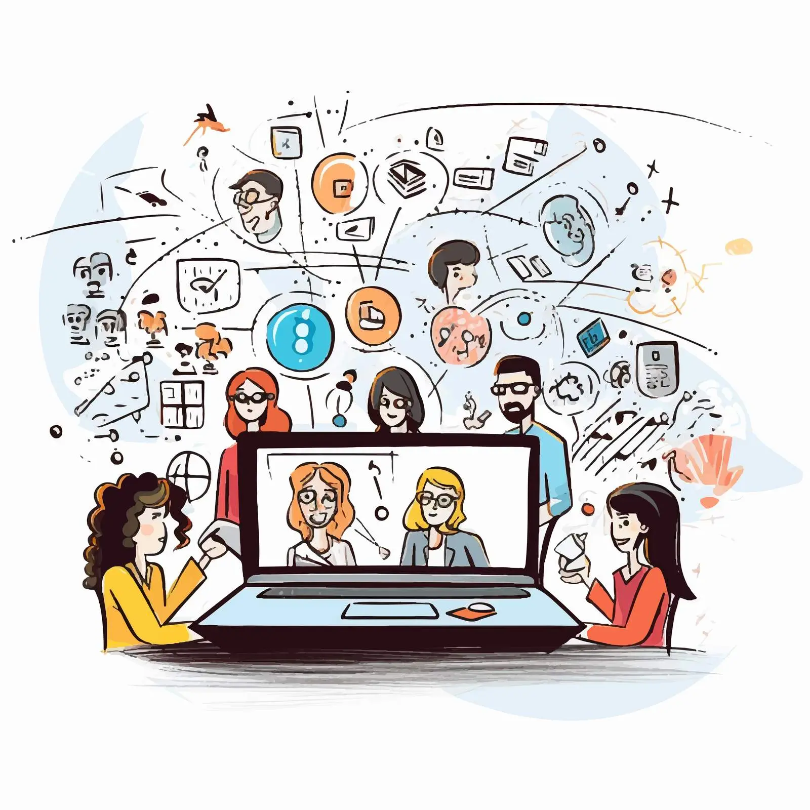 Student and Colleague Video Session Vector Art – free video image from Dotvec