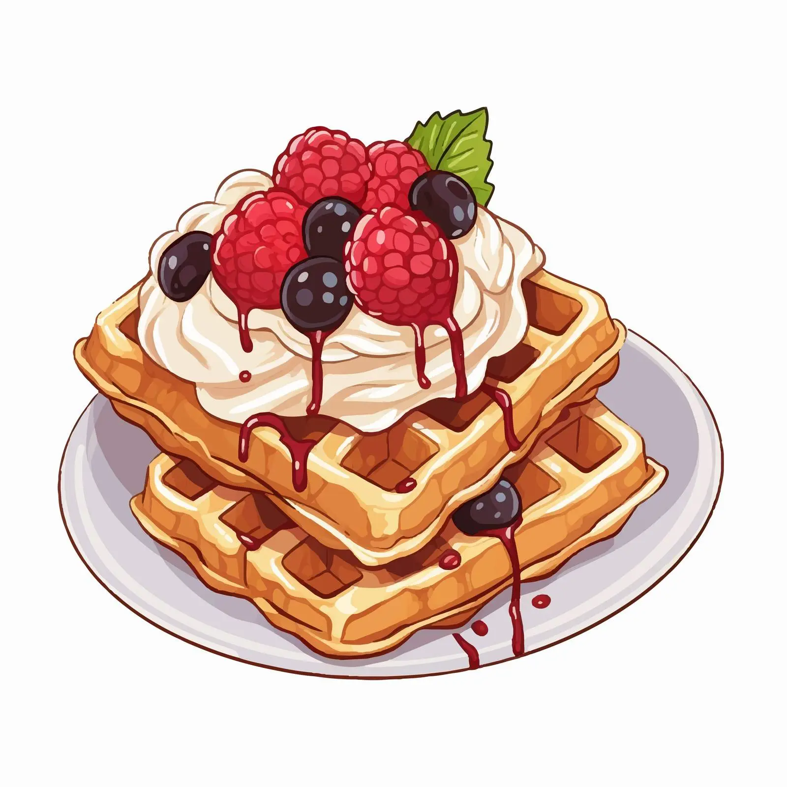 Viennese Breakfast Waffles with Fruit and Cream — free download from Dotvec