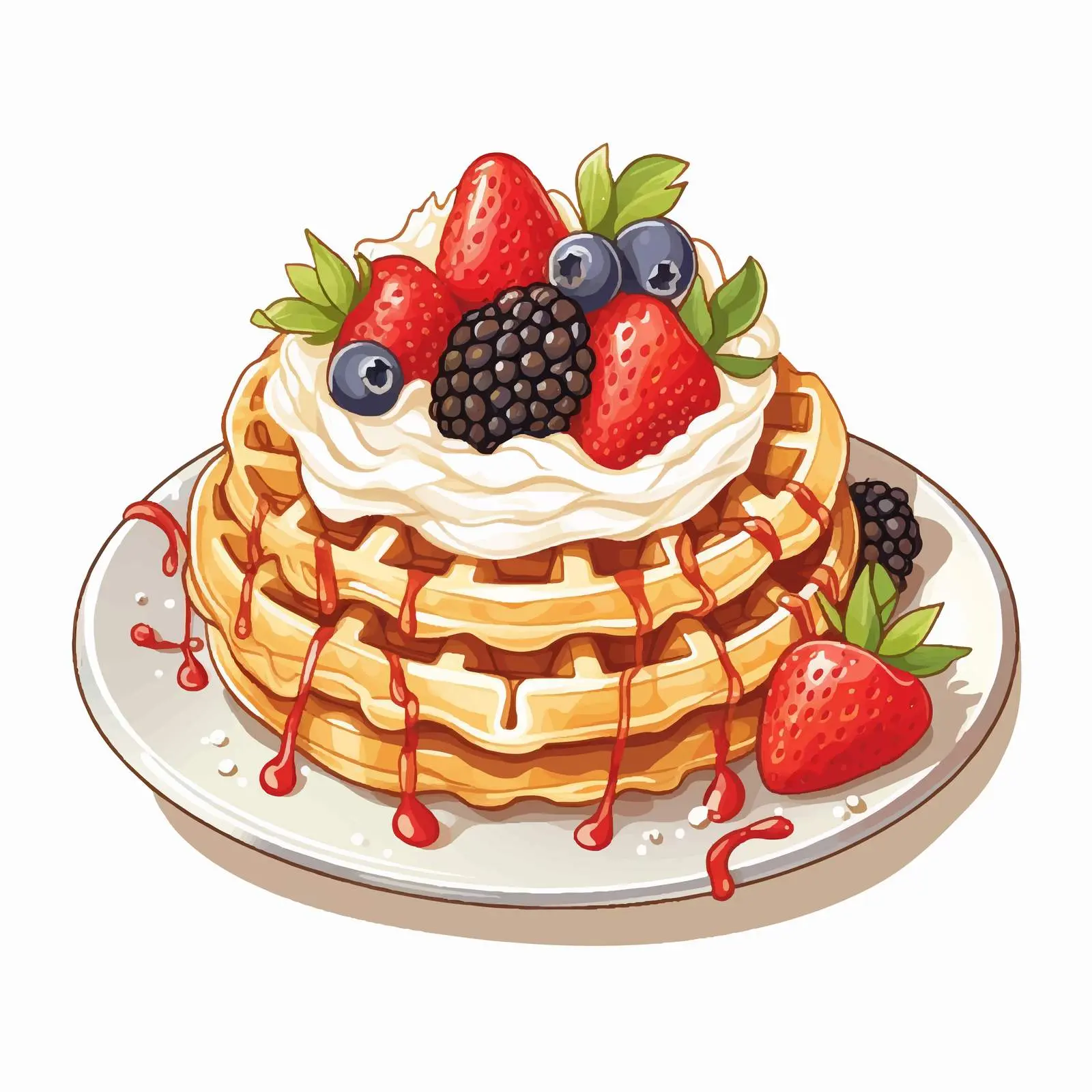 Delicious Viennese Breakfast Waffles Illustration — free download from Dotvec