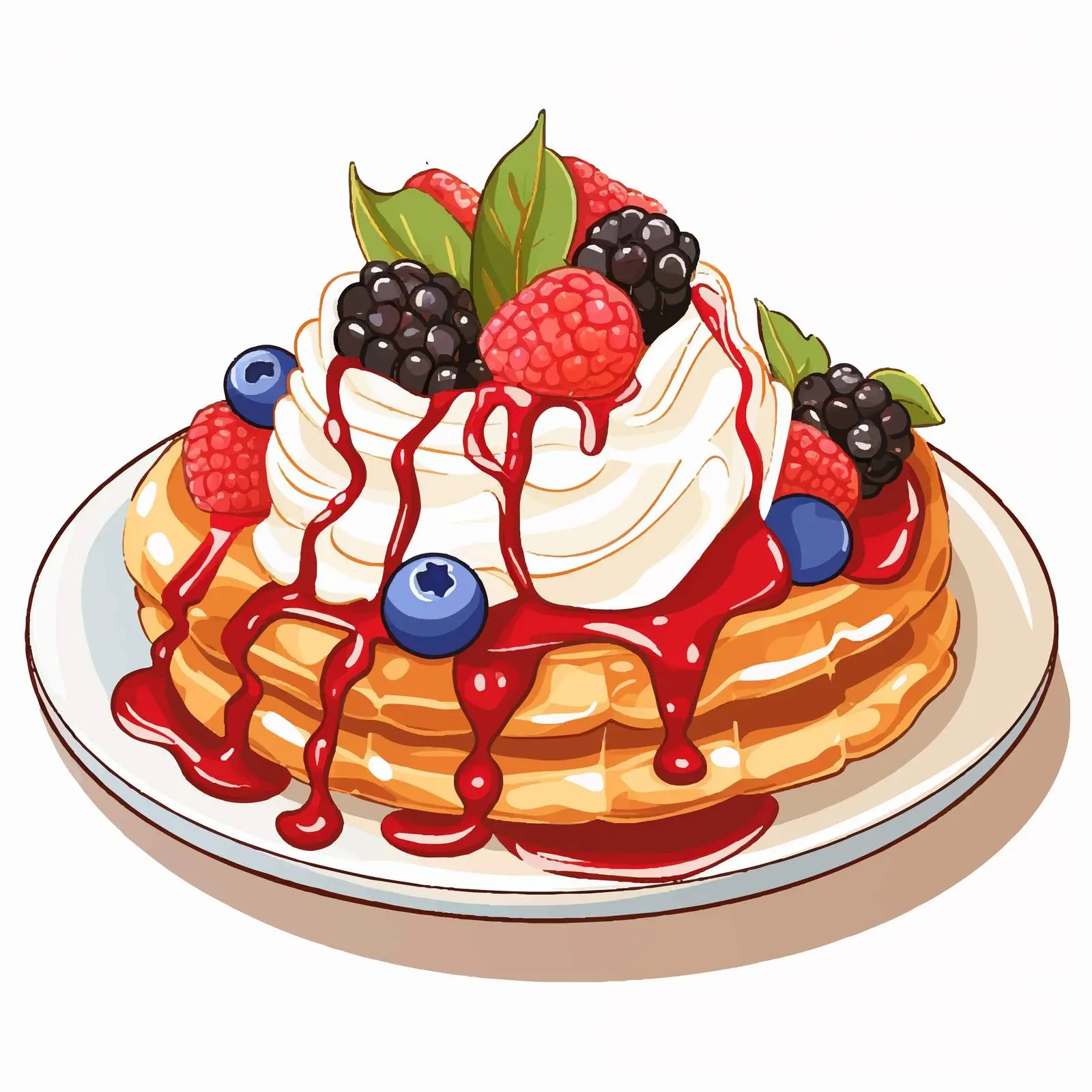 Viennese Breakfast Waffles with Fruit and Cream – free mop image from Dotvec