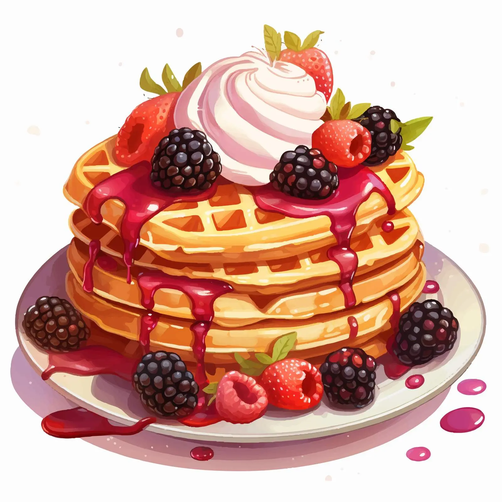 Delicious Viennese Waffles with Ice Cream and Fruits — free download from Dotvec