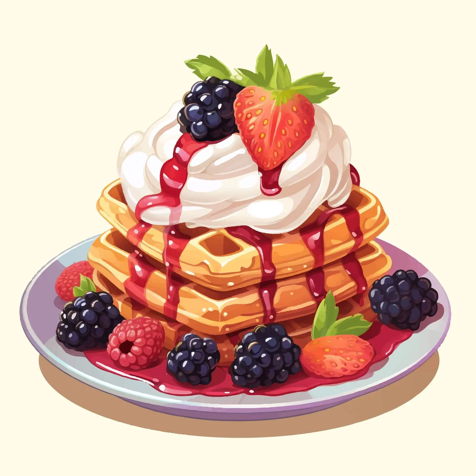 Delicious Viennese Waffles with Ice Cream — free download from Dotvec