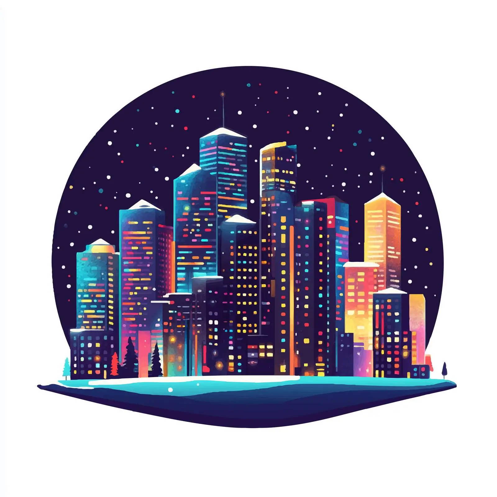 Futuristic Night City Skyline View — free download from Dotvec