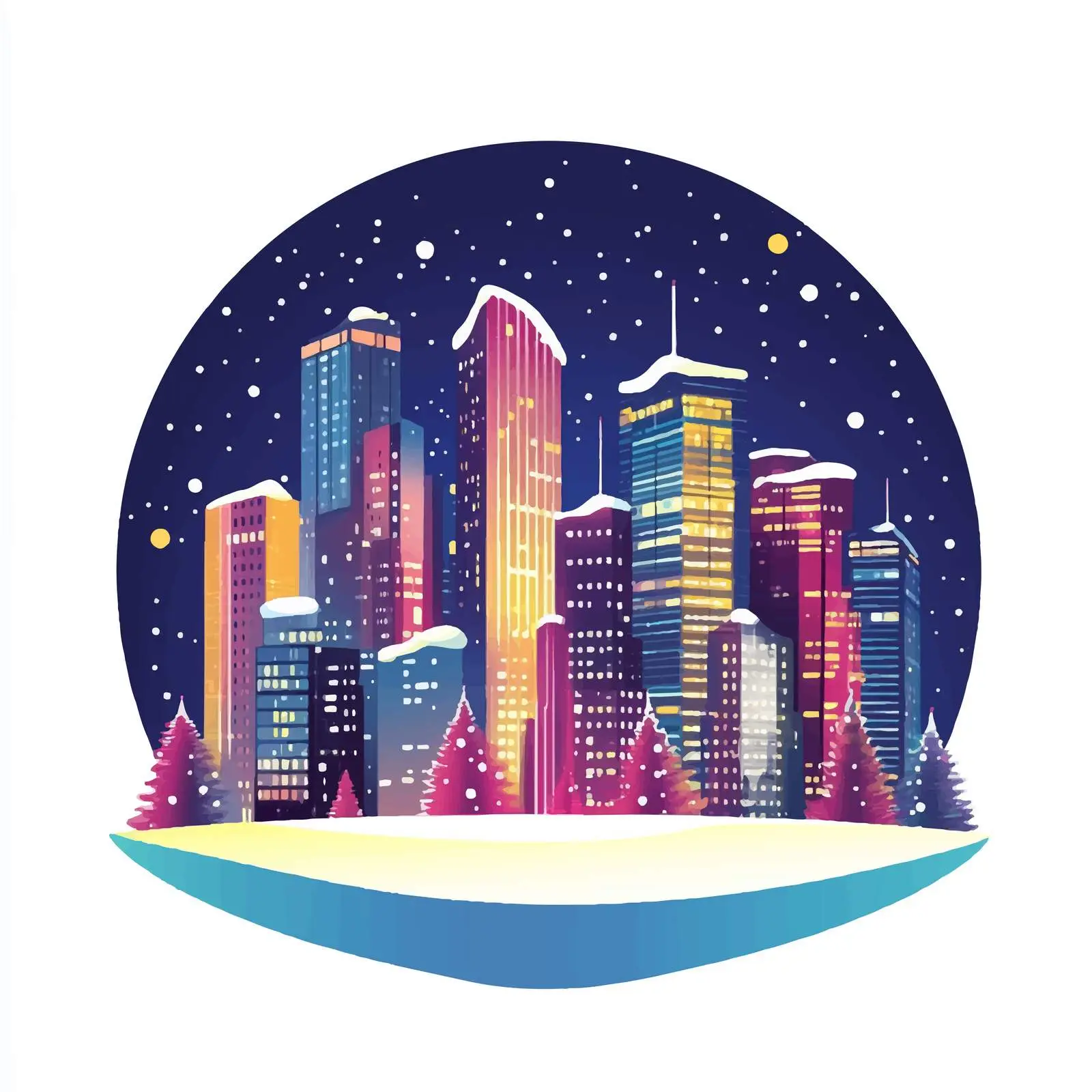 Futuristic Night City Skyline and Business Center — free download from Dotvec