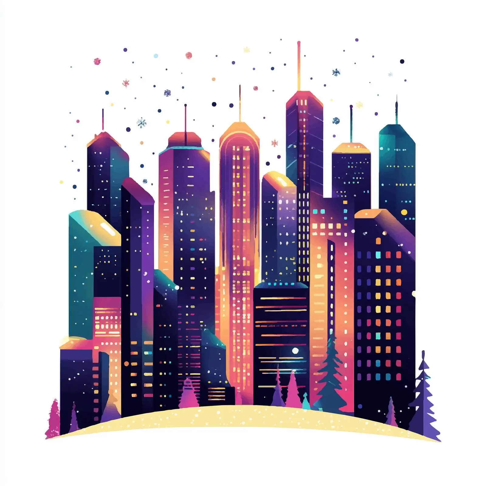 Futuristic Night City Skyline Vector Design — free download from Dotvec