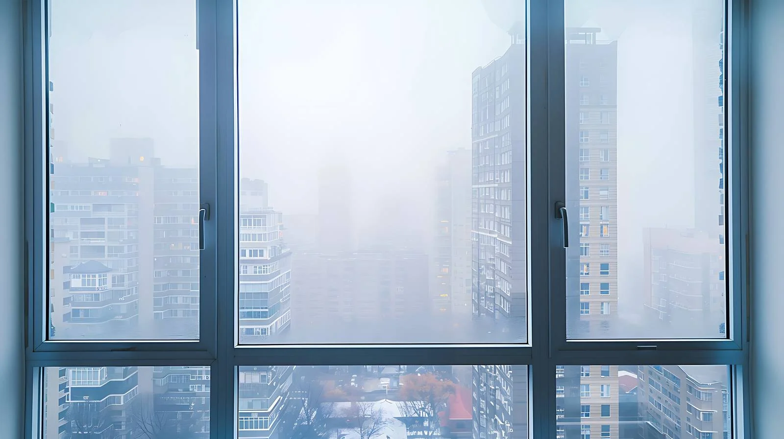 Cityscape Through Foggy Window View — free download from Dotvec