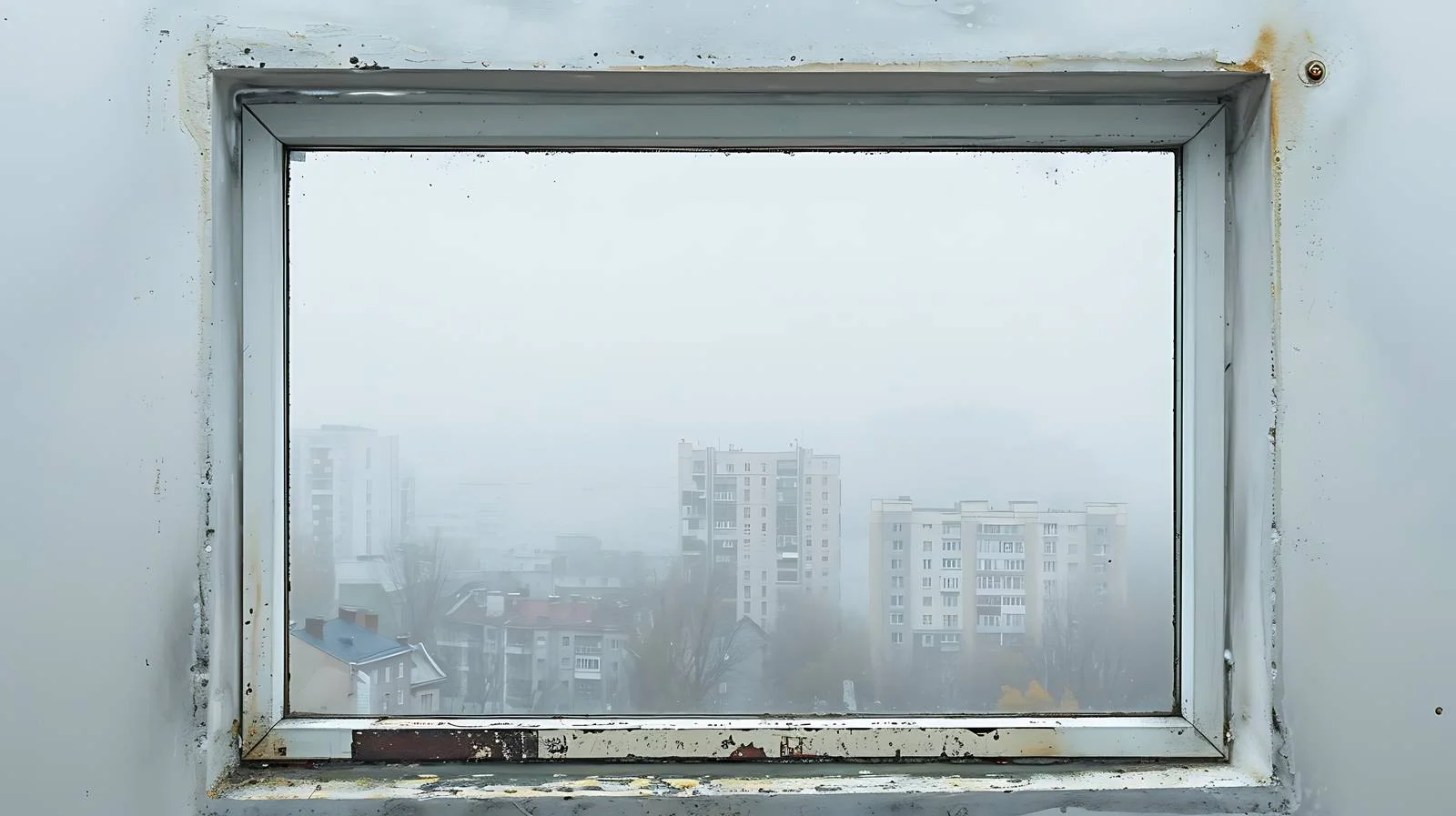 Urban Buildings Seen through Foggy Window — free download from Dotvec