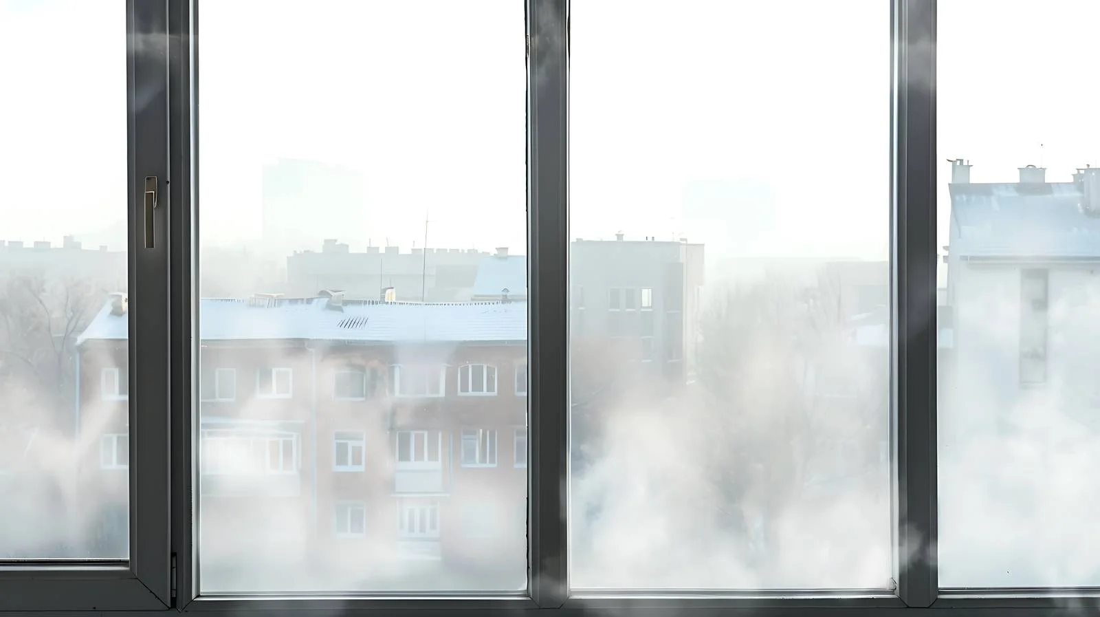 Urban Dwellings Seen Through Foggy Window — free download from Dotvec