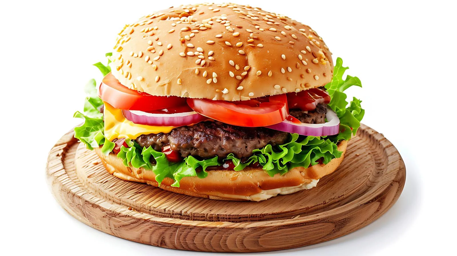 Rustic Burger on Wooden Table — free download from Dotvec