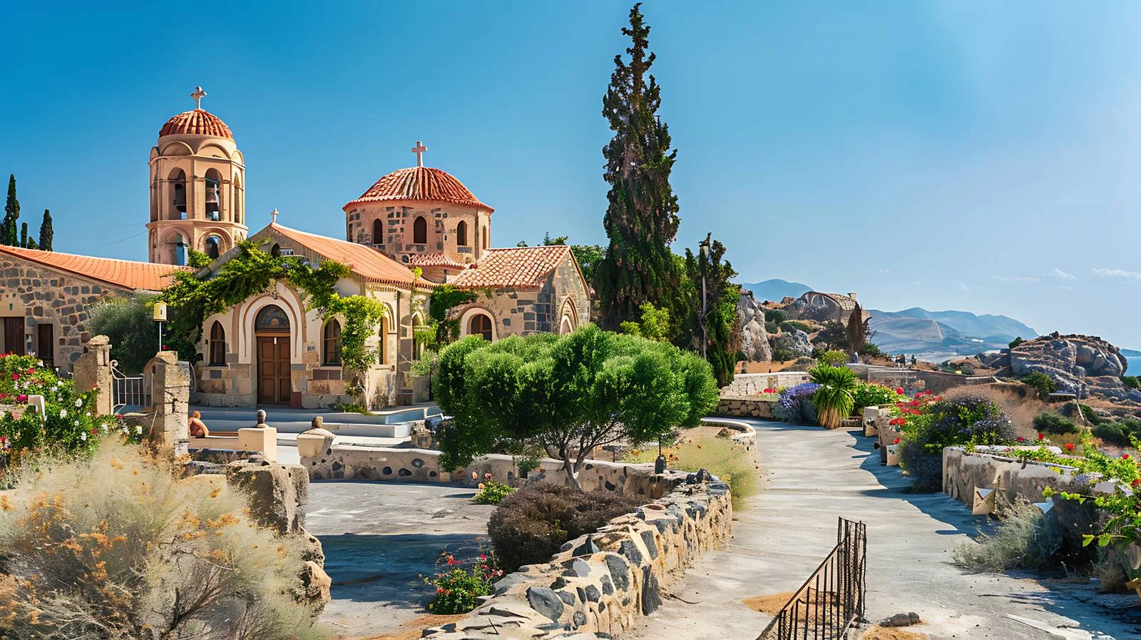 Greek Orthodox Monastery Agia Triada View — free download from Dotvec
