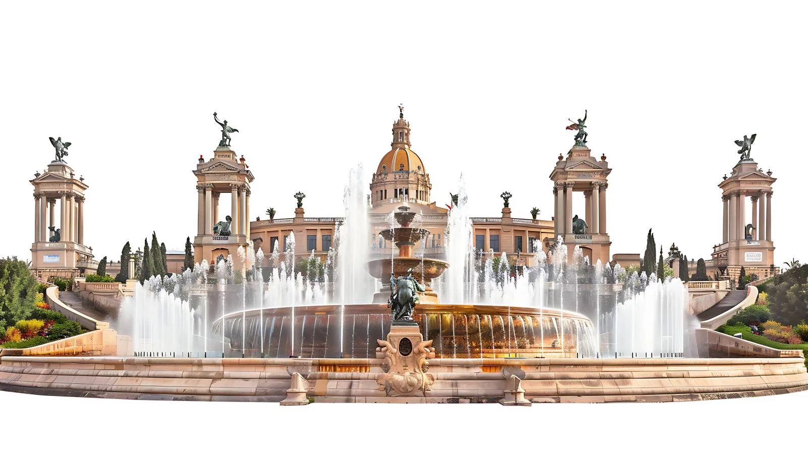 Scenic Montjuic Fountain and National Museum — free download from Dotvec