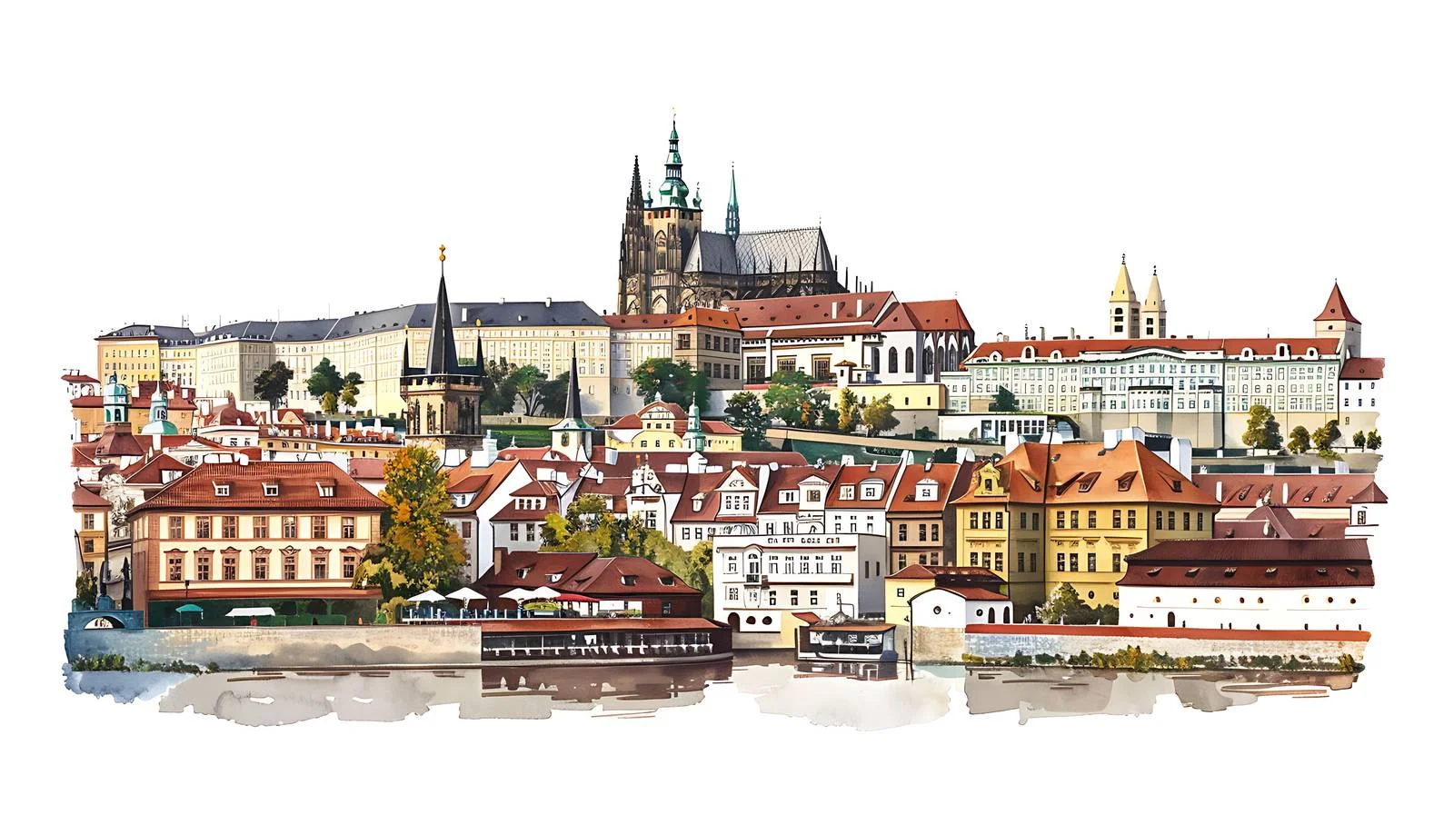 Historic Prague Cityscape with Cathedral View — free download from Dotvec
