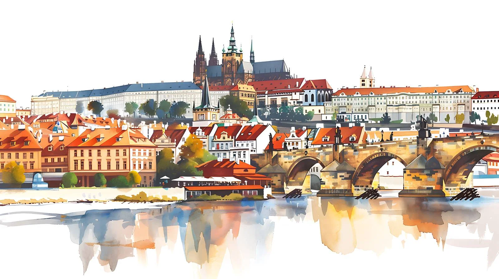Panoramic View of Old Town with St. Vitus Cathedral — free download from Dotvec