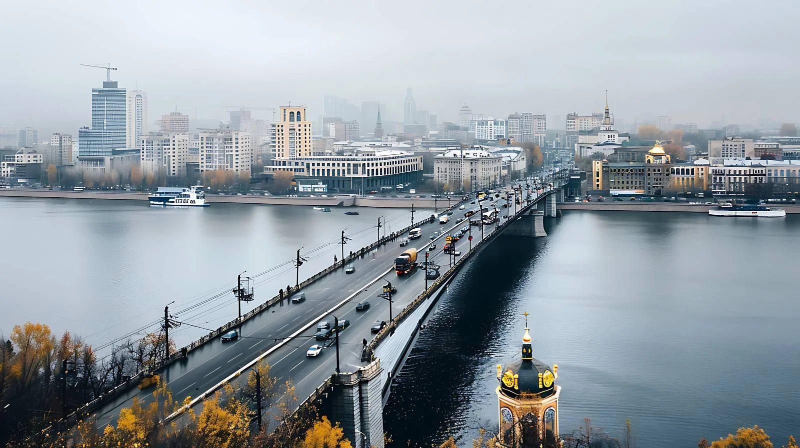 South Bridge View Kiev Ukraine Isolated — free download from Dotvec