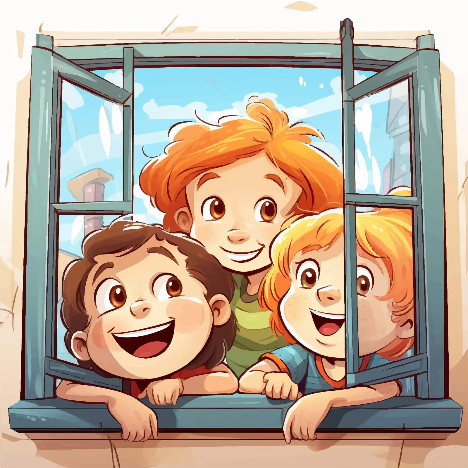 Children's Cartoon Character View Through Window — free download from Dotvec