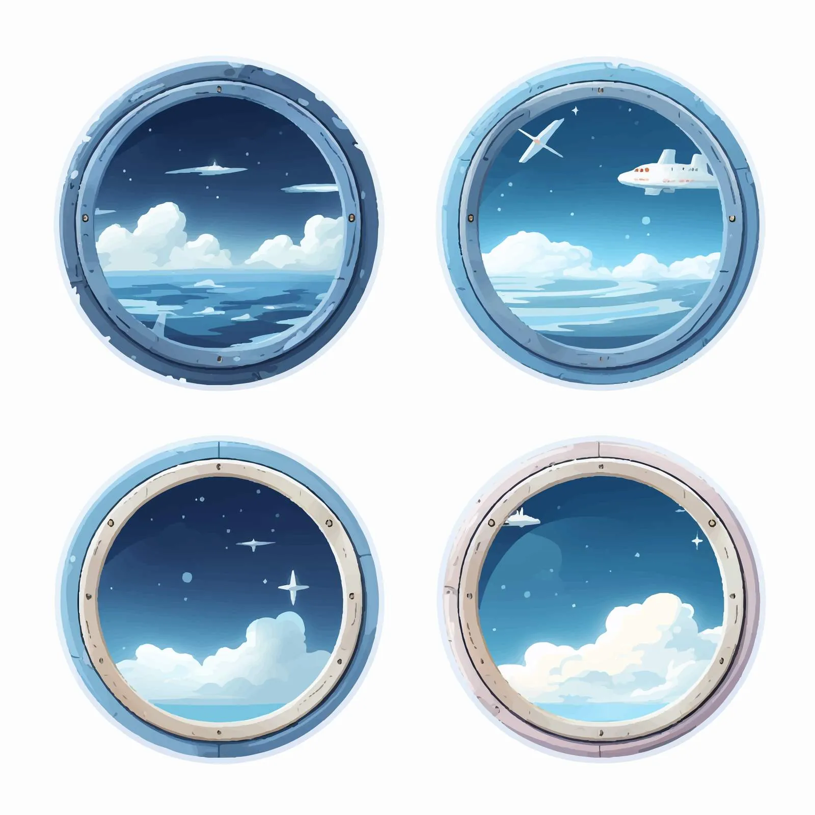 Skyscapes Through Plane Windows and Portholes — free download from Dotvec