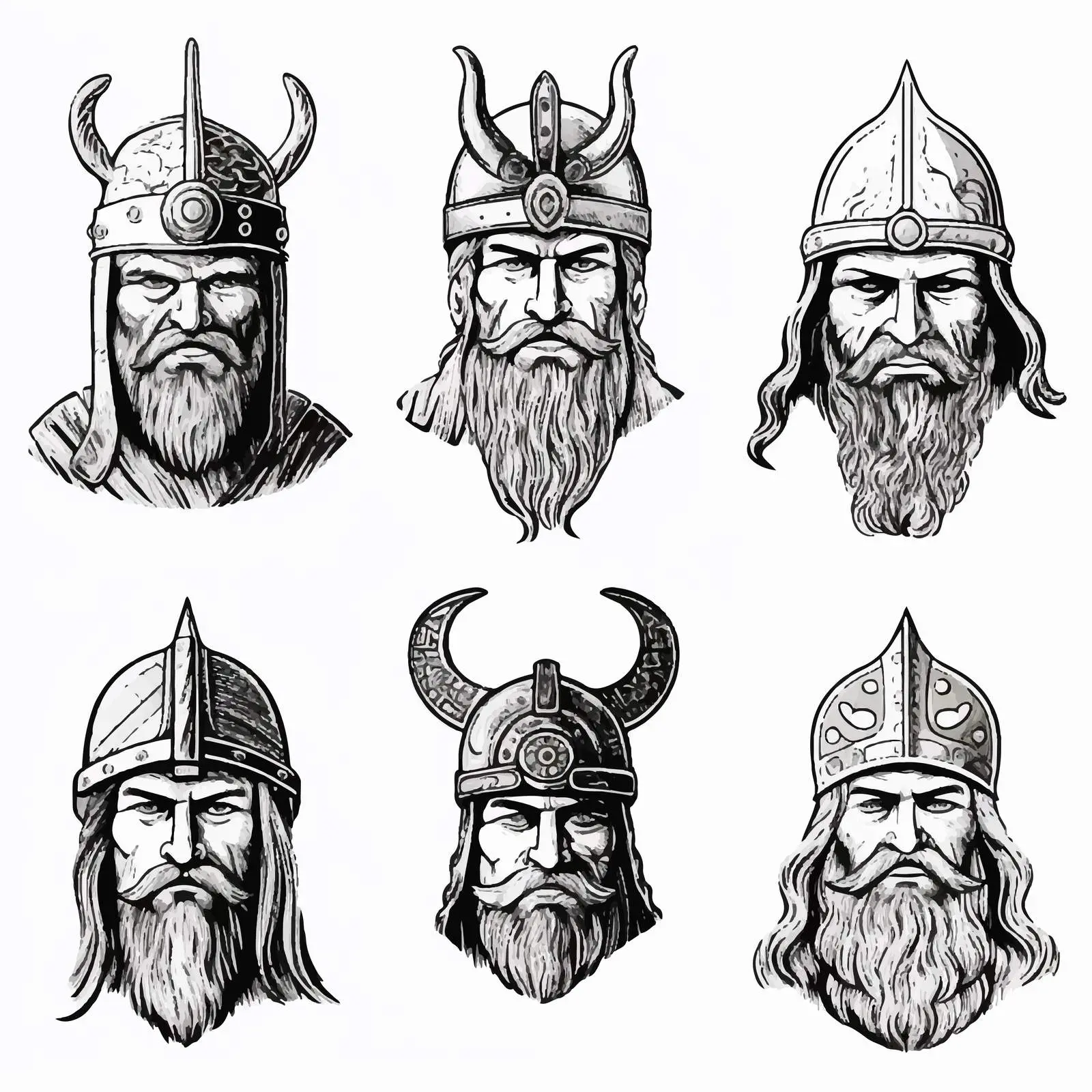 Viking Varangian Warriors Hand-Drawn Vector Set — free download from Dotvec