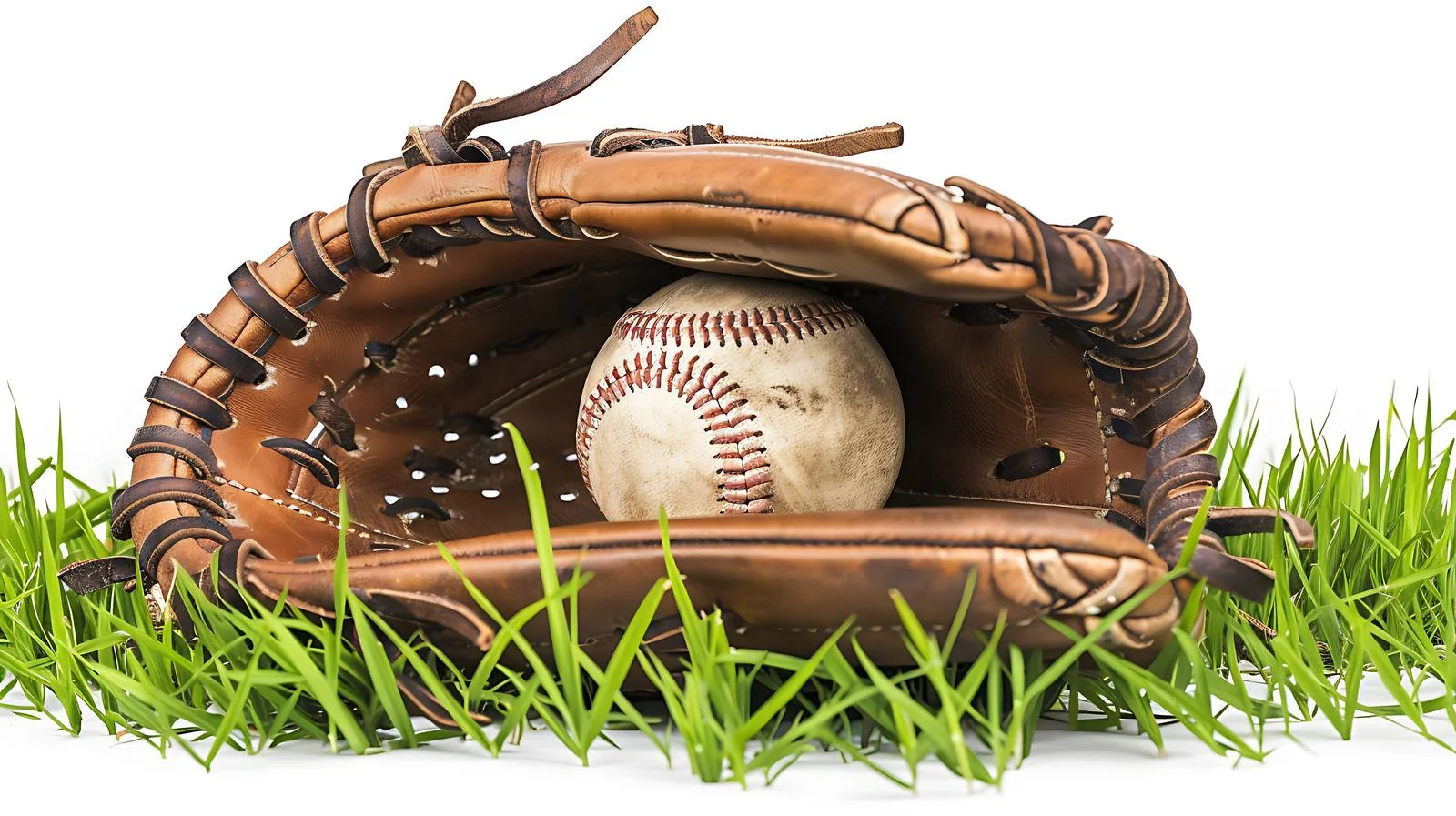Classic Baseball Glove and Aged Baseball on Grass — free download from Dotvec
