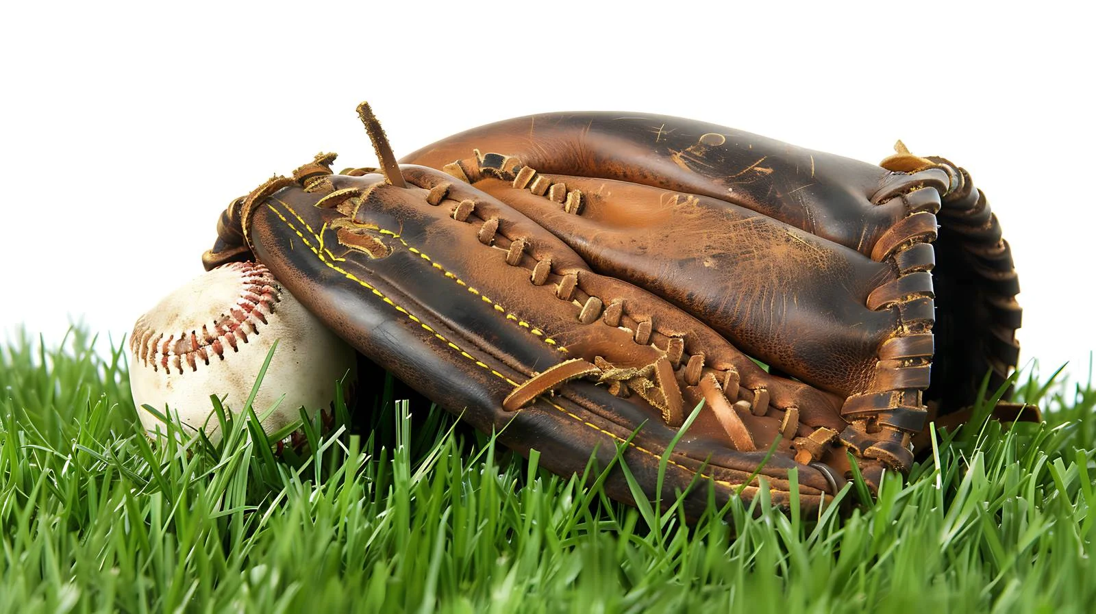 Antique Baseball Glove and Aged Baseball – free worn image from Dotvec