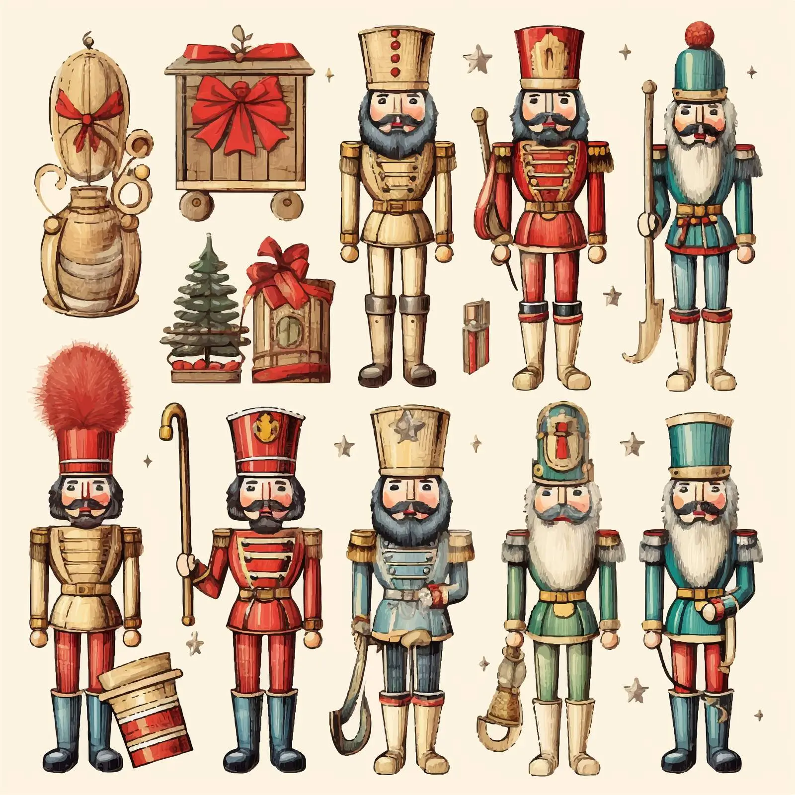 Vintage Wood Nutcracker Christmas Toy Vector — free download from Dotvec