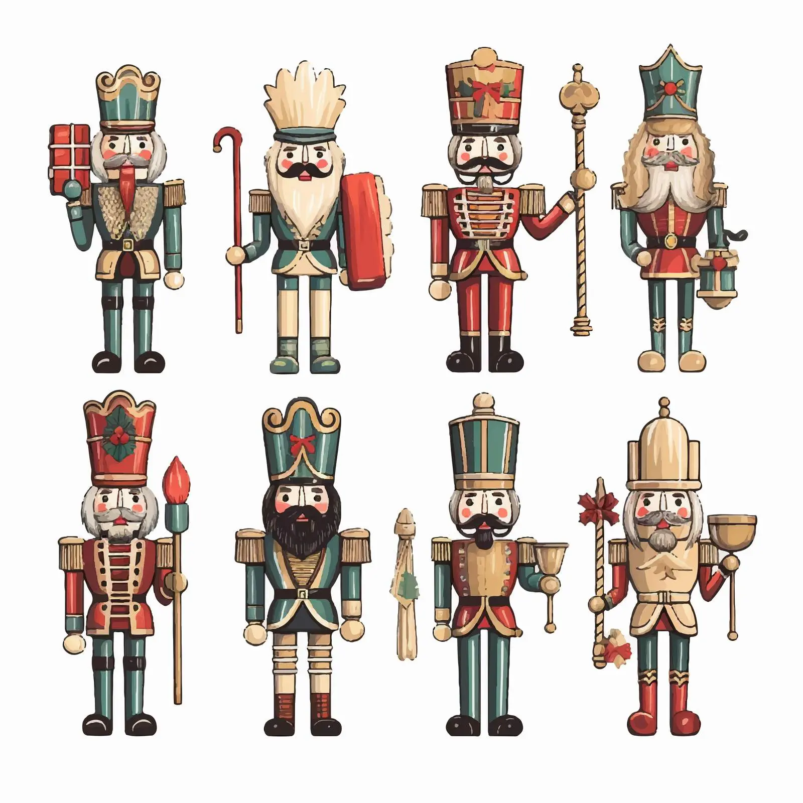 Vintage Wood Nutcracker Christmas Toy Illustration — free download from Dotvec