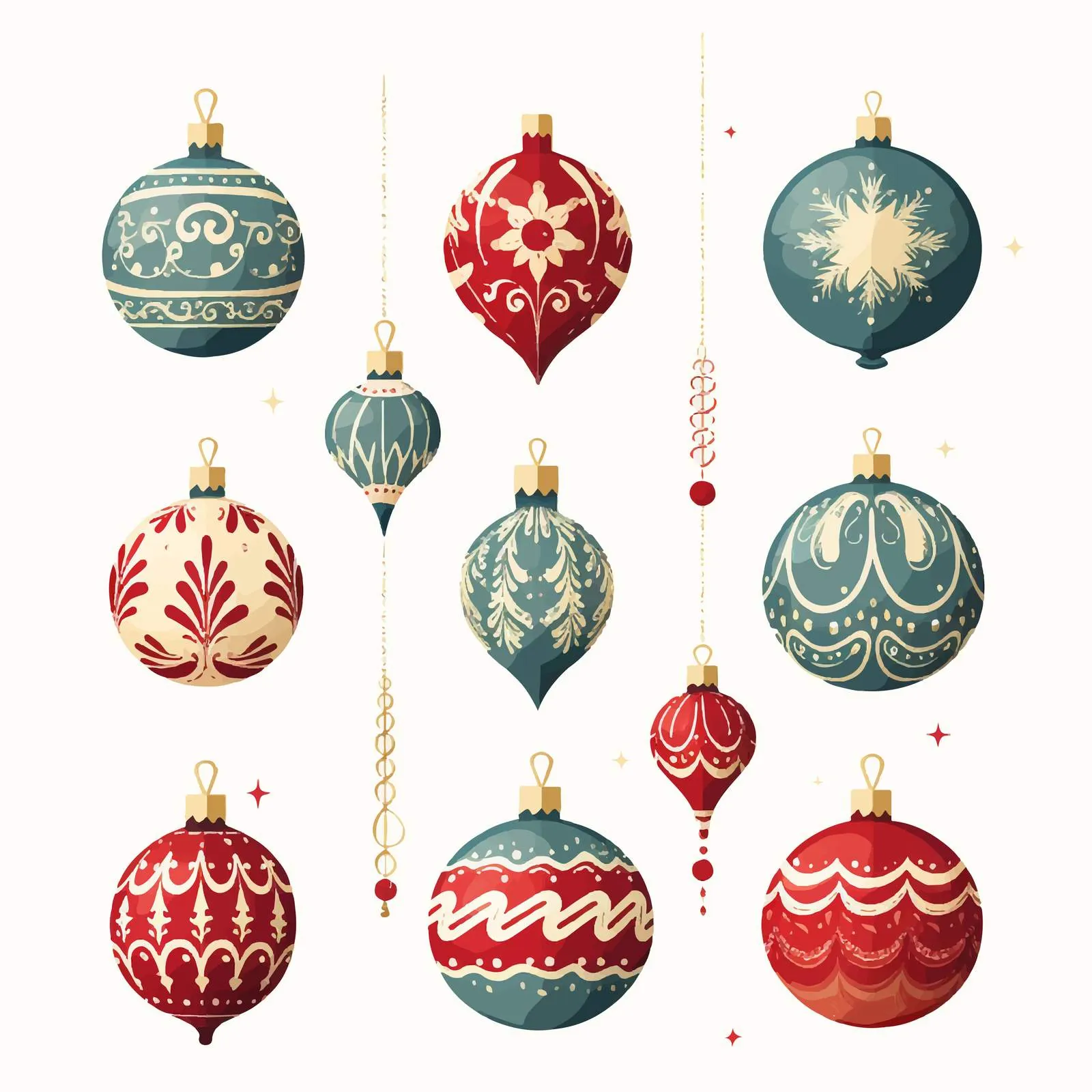 Vintage Christmas Baubles Set for Festive Decor — free download from Dotvec