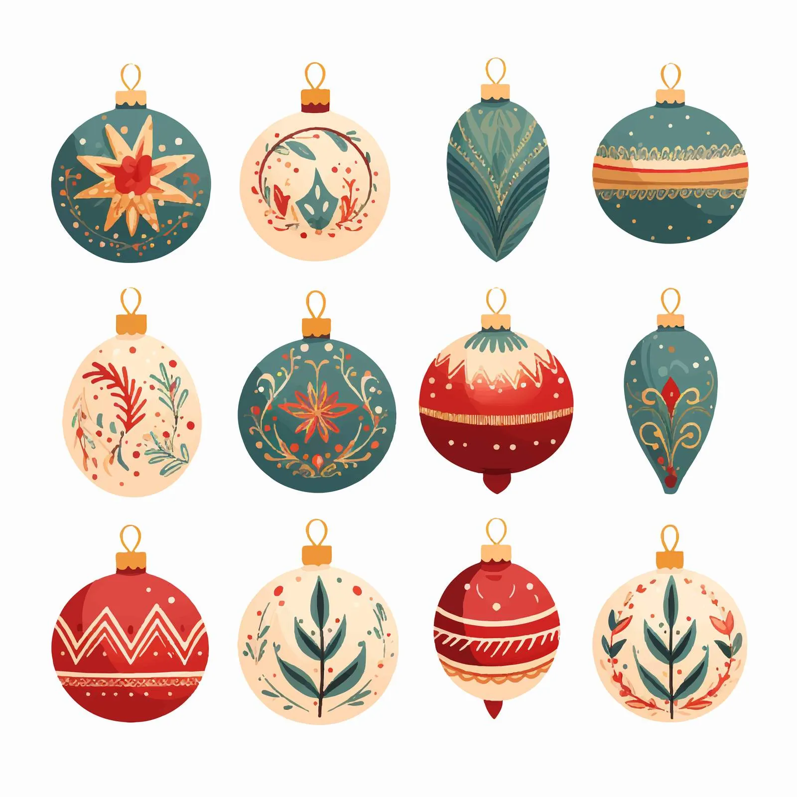 Vintage Christmas Baubles Set for Decorations — free download from Dotvec
