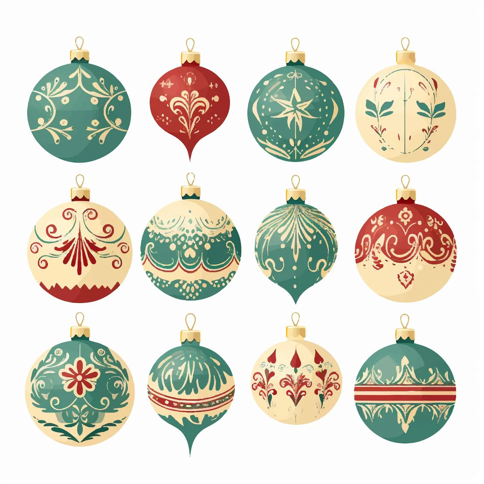 Vintage Christmas Baubles Set for Holiday Decor — free download from Dotvec