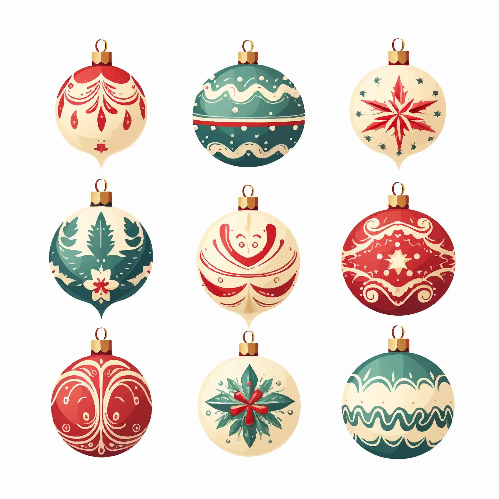 Vintage Christmas Baubles Set for Holiday Decor — free download from Dotvec