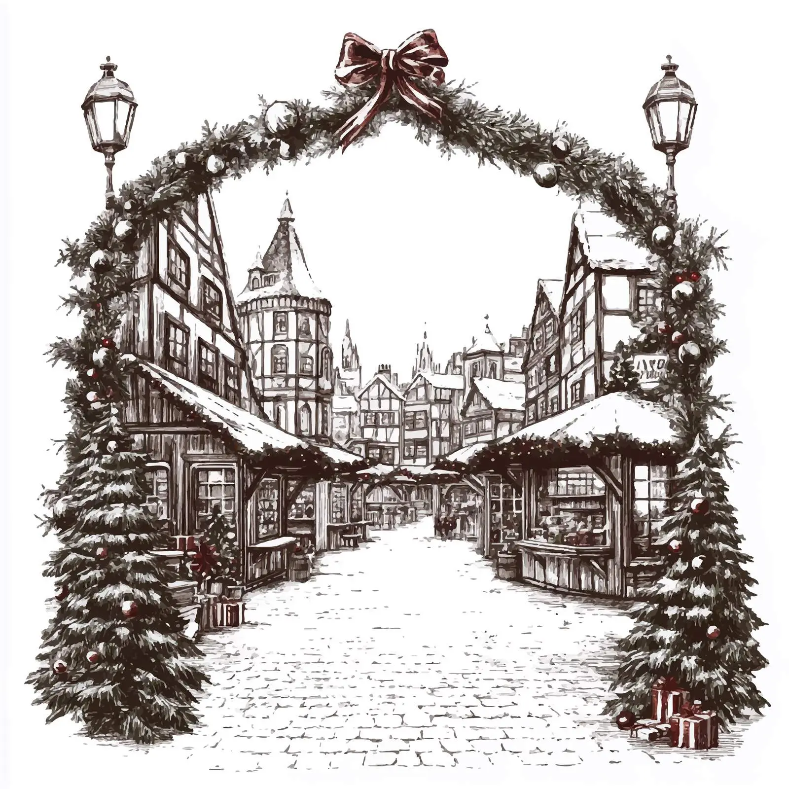 Vintage European Christmas Frame Design — free download from Dotvec