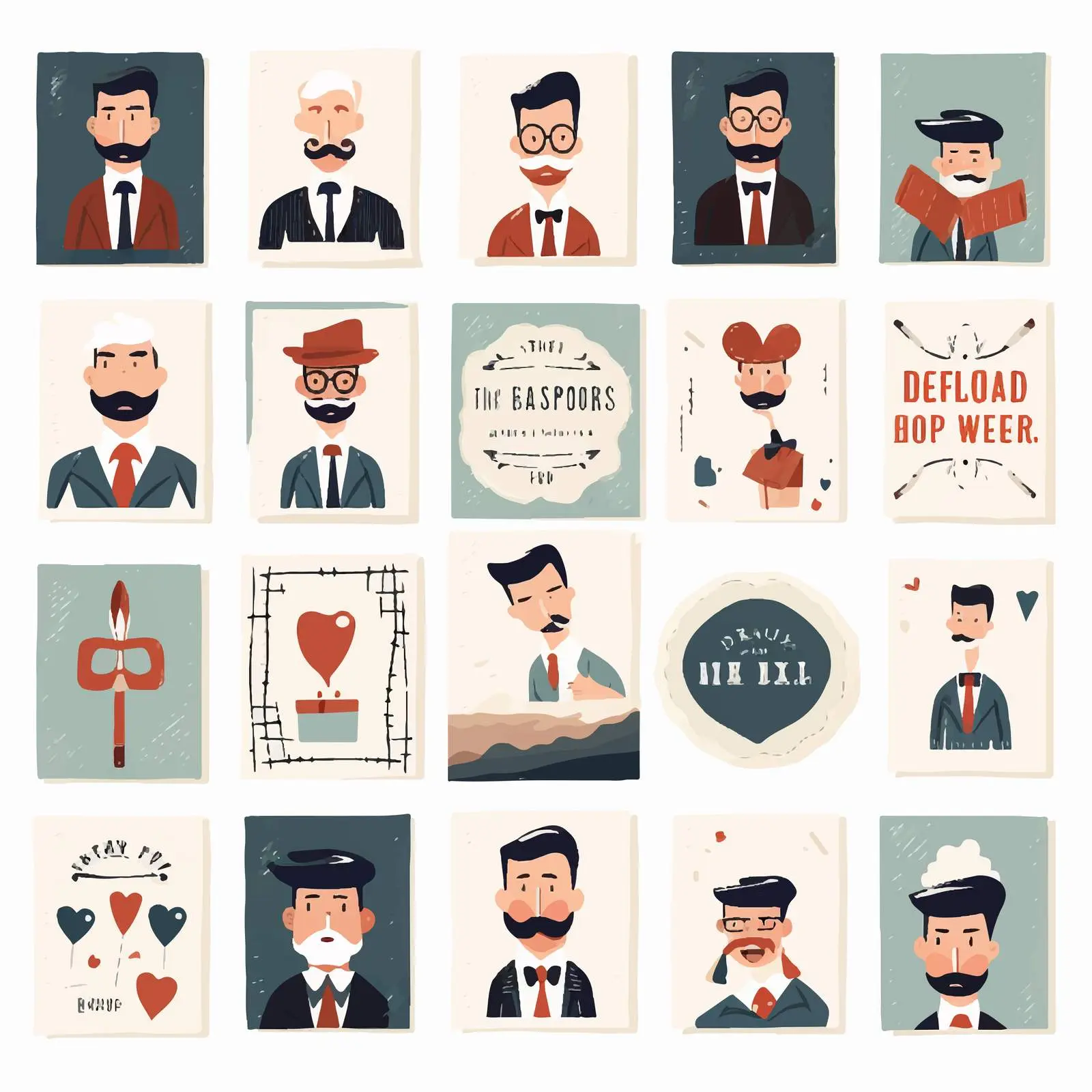 Vintage Father's Day Card Templates and Elements – free card designs image from Dotvec