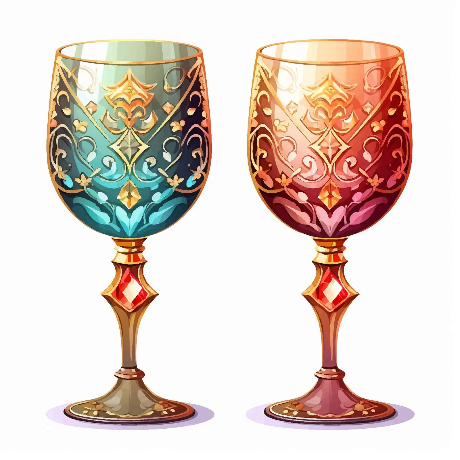 Vintage Glass Stemware with Ornamented Design — free download from Dotvec
