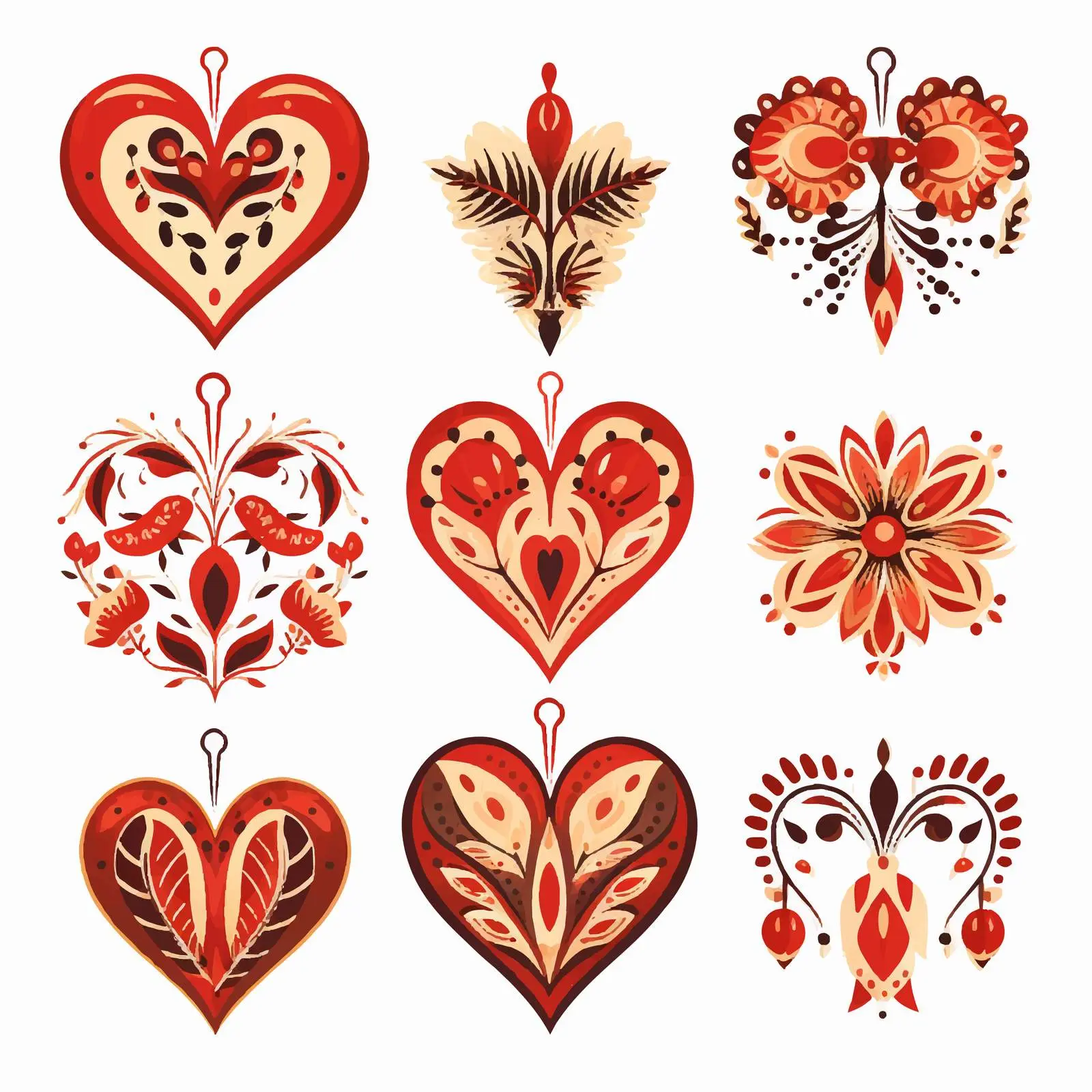 Vintage Hearts with Ornamental Design Vector — free download from Dotvec