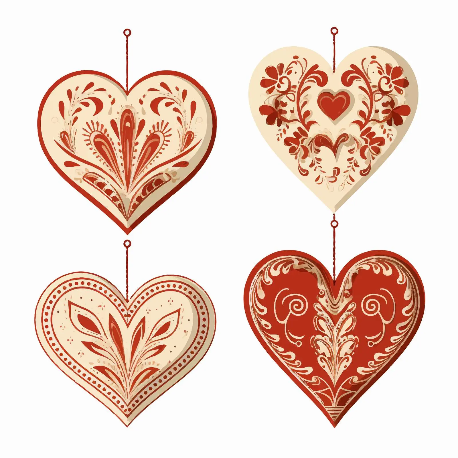 Vintage Hearts Ornaments for Crafts and Design — free download from Dotvec